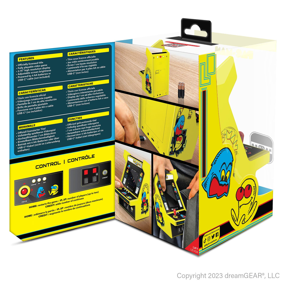 My Arcade Pac-Man Micro Player Pro packaging showcases authentic retro branding.