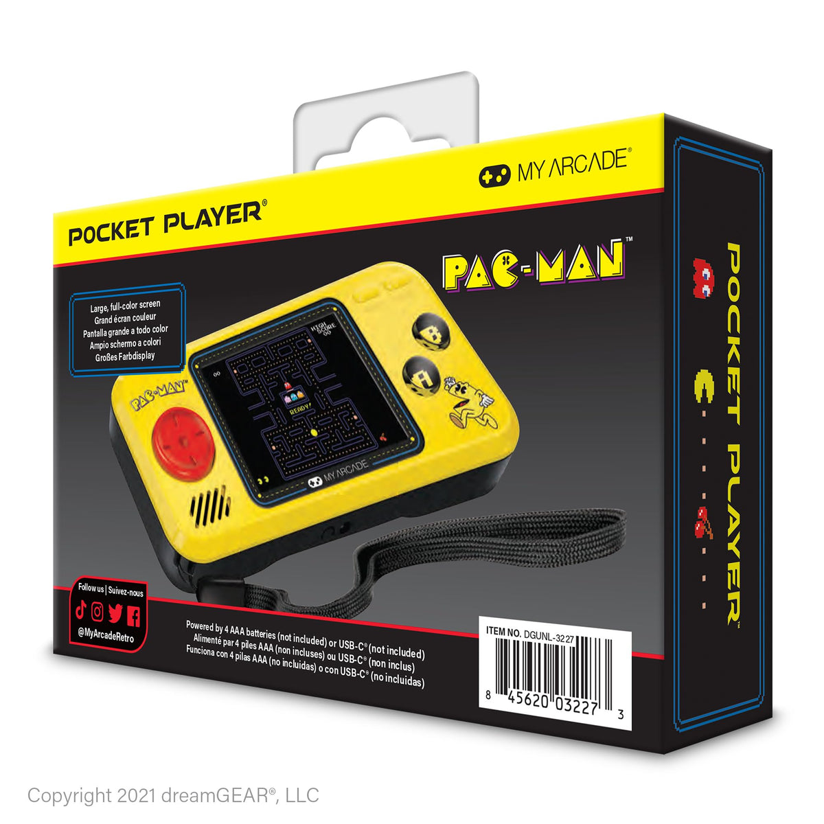 My Arcade Pocket Player built-in speaker and controls enable easy handheld play.