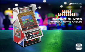 Pole Position 3.5-inch display showcases bright retro colors and sharp gameplay visuals.