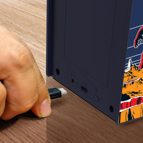 My Arcade Space Invaders Micro Player Pro side view emphasizing compact desk-ready design.
