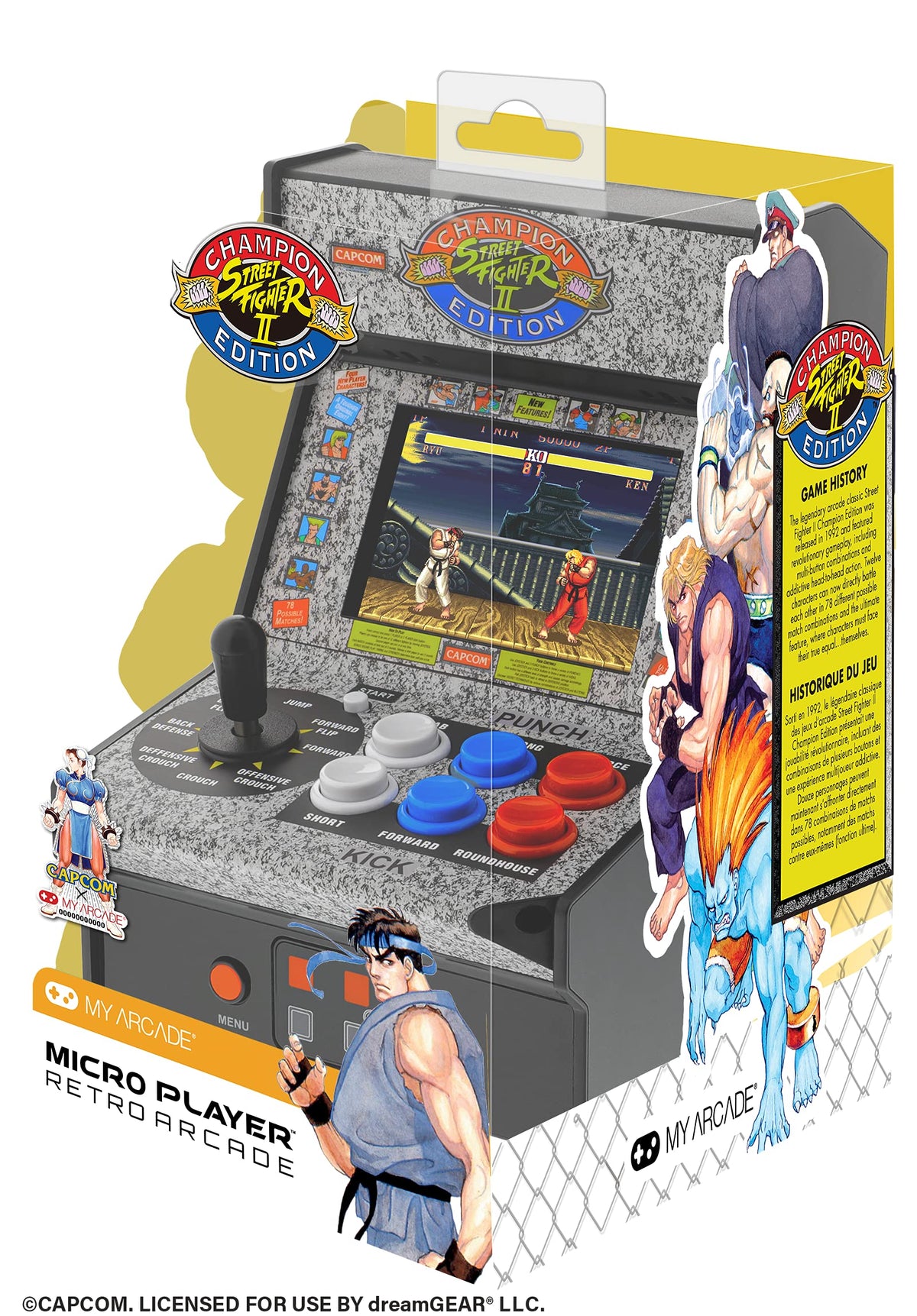 My Arcade Street Fighter II CE illuminated marquee and coin trap detail