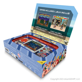 My Arcade Street Fighter II Pocket Player Pro powered by AA batteries and USB-C.
