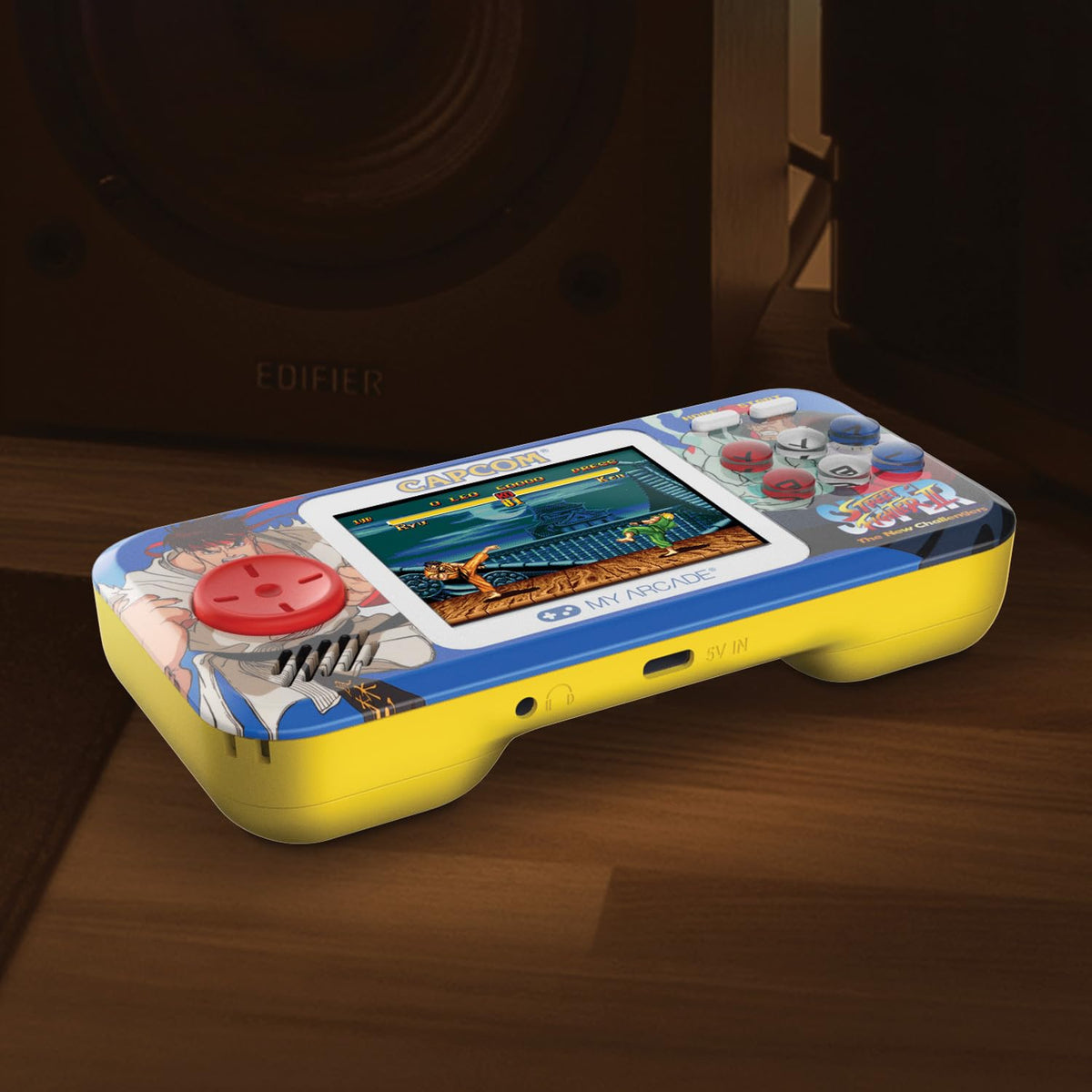 My Arcade Street Fighter II Pocket Player Pro side view showing slim profile.