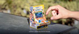 My Arcade Street Fighter II Nano Player Pro portable use demonstrates travel-friendly design