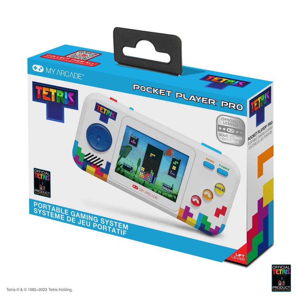 My Arcade Tetris Pocket Player Pro with a 2.75-inch display for portable play.