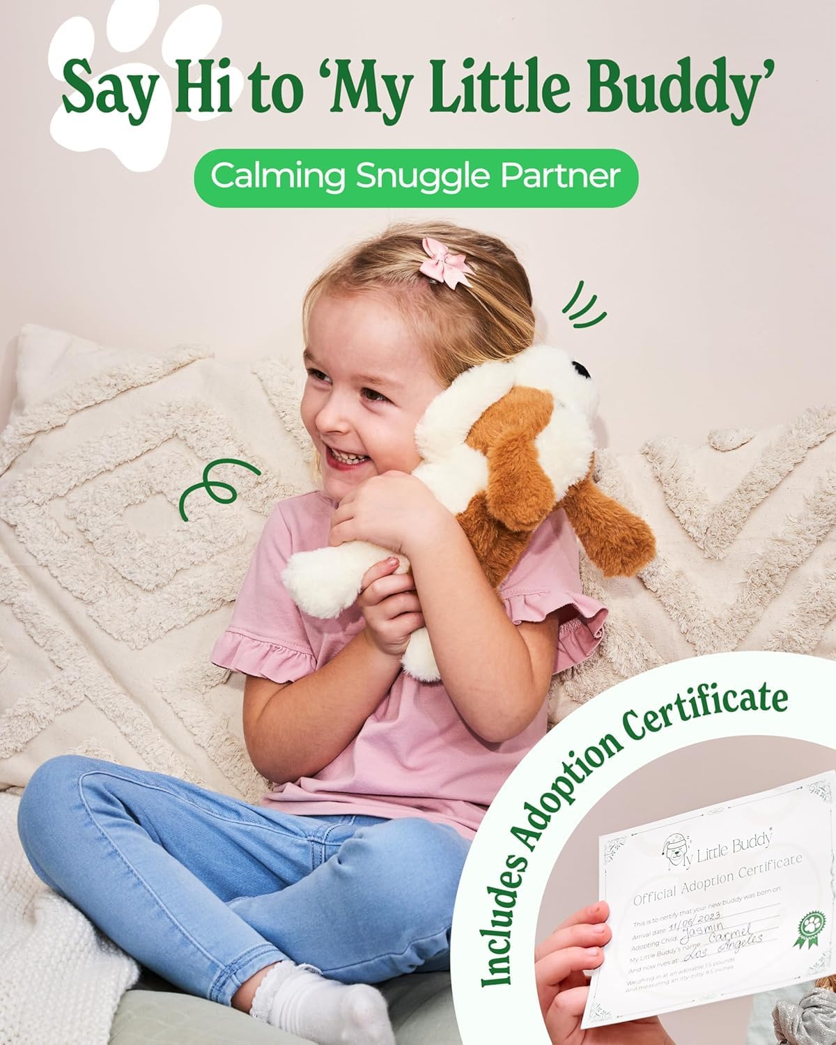Close-up of the hypoallergenic plush with glass microbeads for sensory relief.