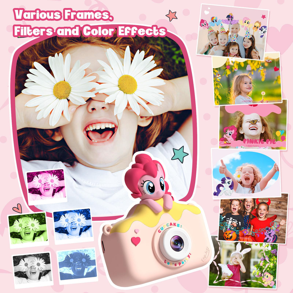 My Little Pony Kids Camera 32GB storage stores hundreds of photos for adventures.