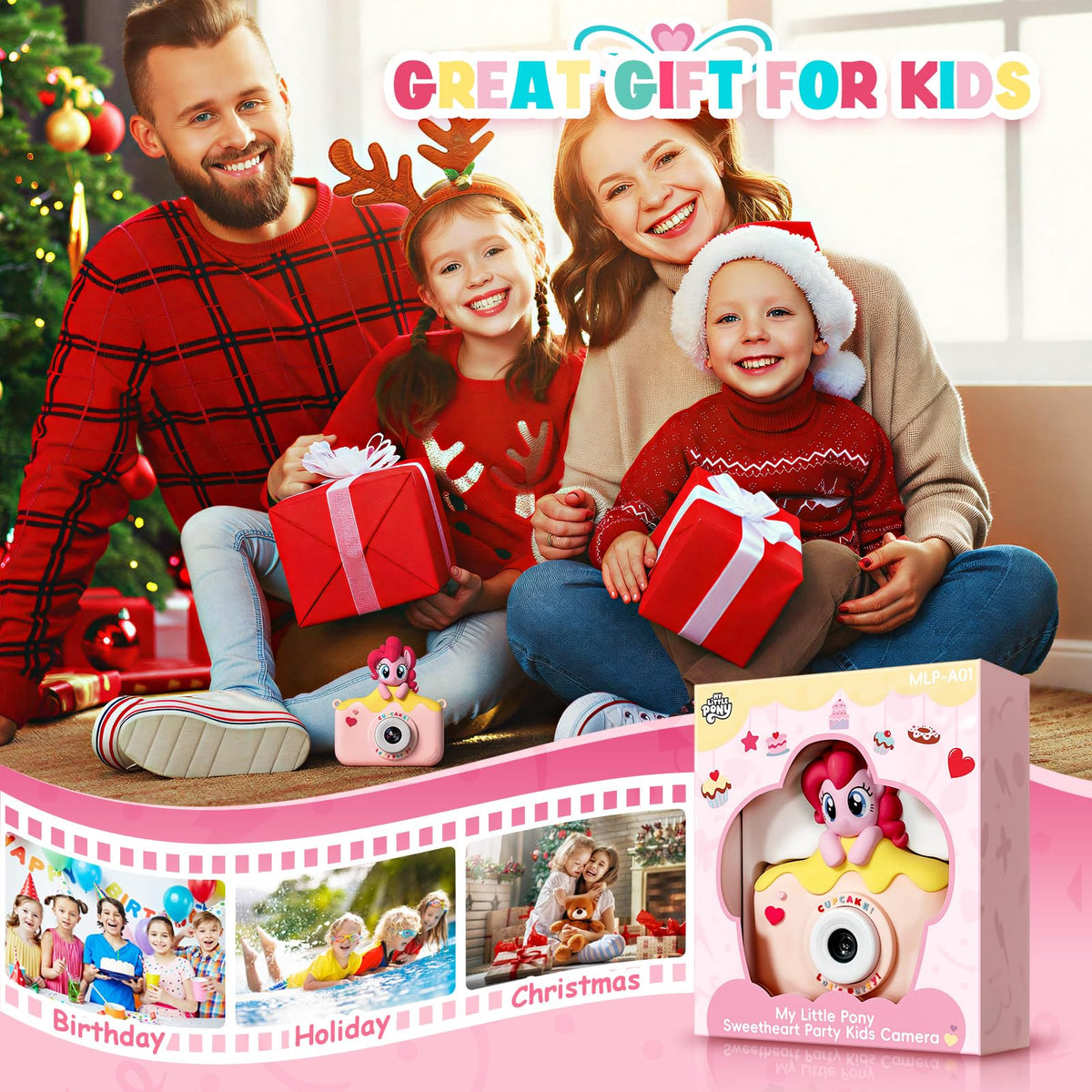 My Little Pony Kids Camera gift-ready packaging suits holidays and birthdays.