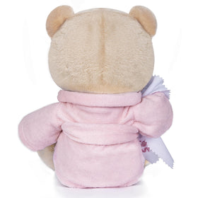 My OLi teddy bear seated at 9 inches fits little hands for cuddling.