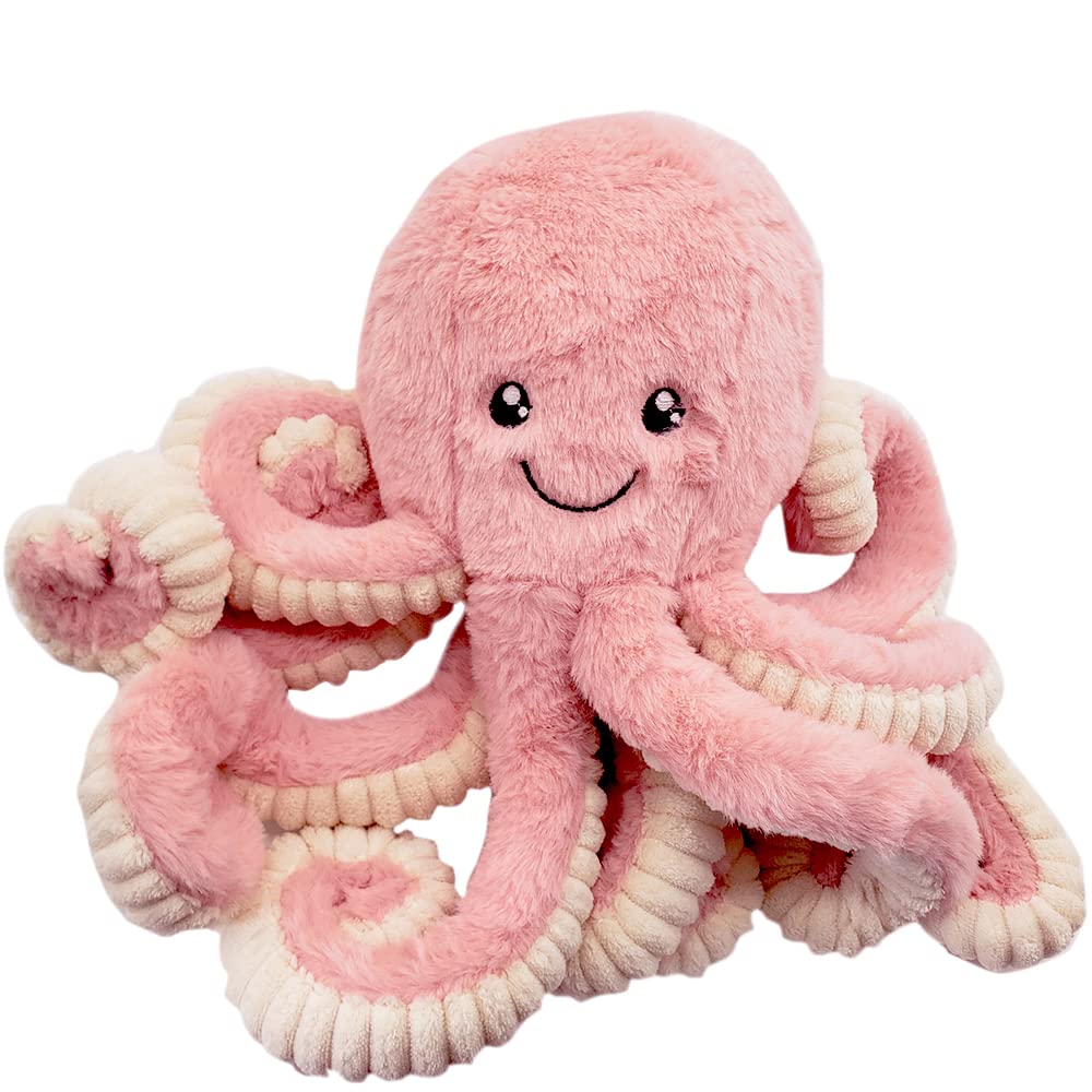 My Super Star pink octopus plush front view shows soft, safe cuddle toy for kids.