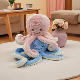 My Super Star pink octopus plush in vacuum packaging, ready to fluff.