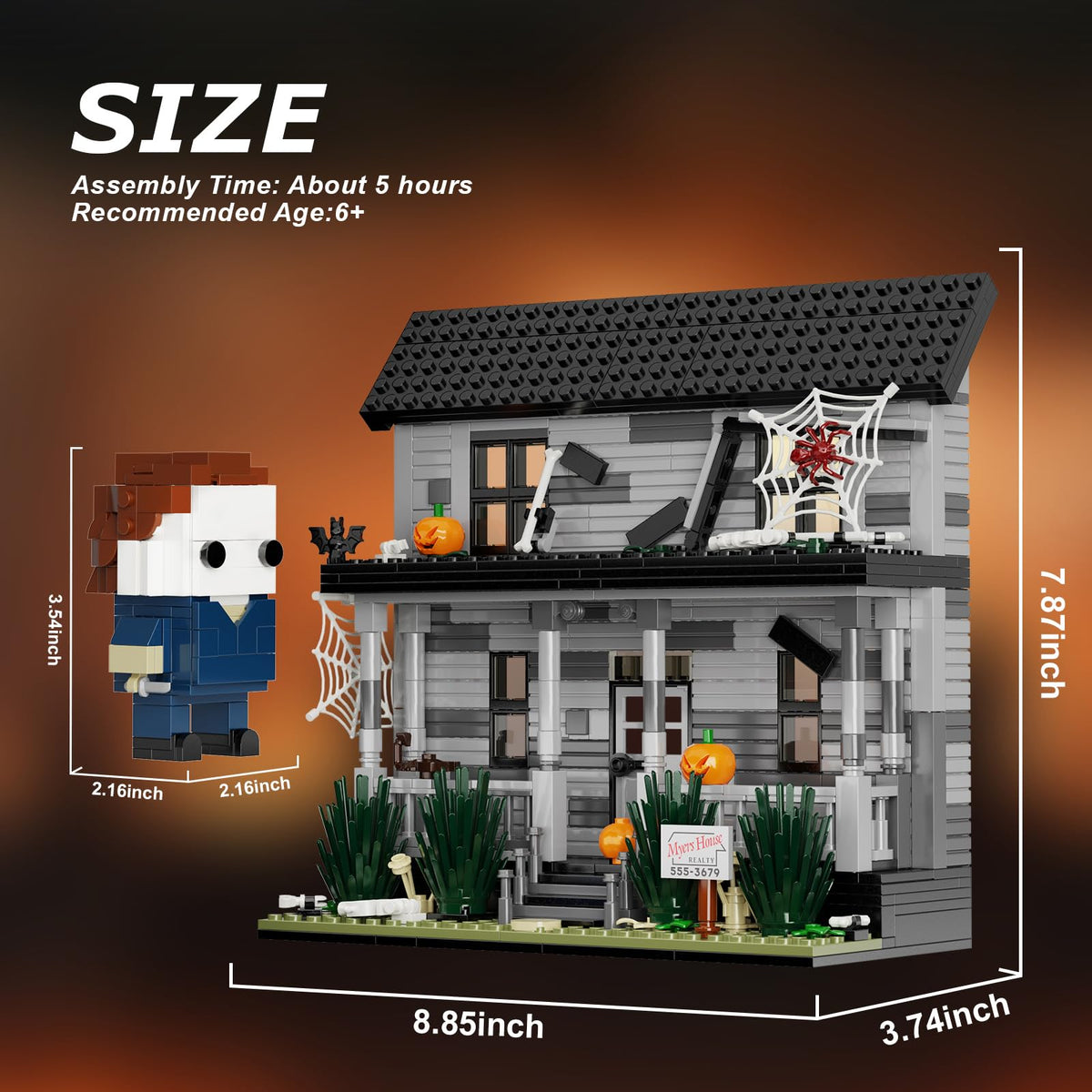 MYFUNTOY halloween-house-building-blocks show detailed construction for collectible display.