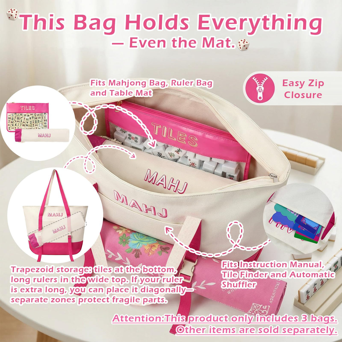 Mykng Nzw canvas mahjong bag texture close-up shows durable material.
