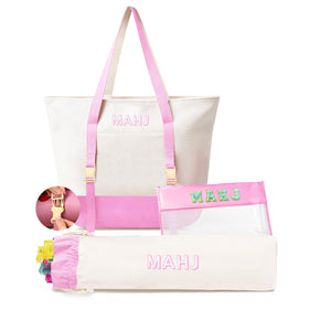 Mykng Nzw empty mahjong tile bags set tote buckle for organized transport.