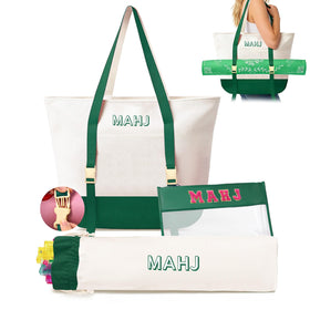 Mykng Nzw empty mahjong tile bags set tote shows organized storage for all accessories.