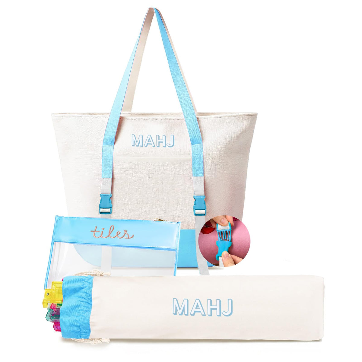 Mykng Nzw empty mahjong tile bags tote for organized play and easy transport