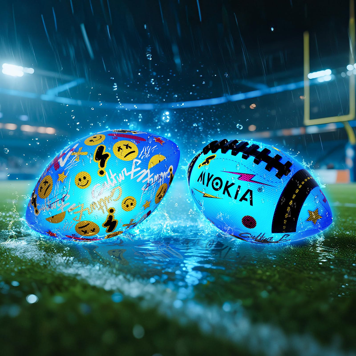 MYOKIA waterproof, durable rubber football suitable for outdoor and water-friendly play.