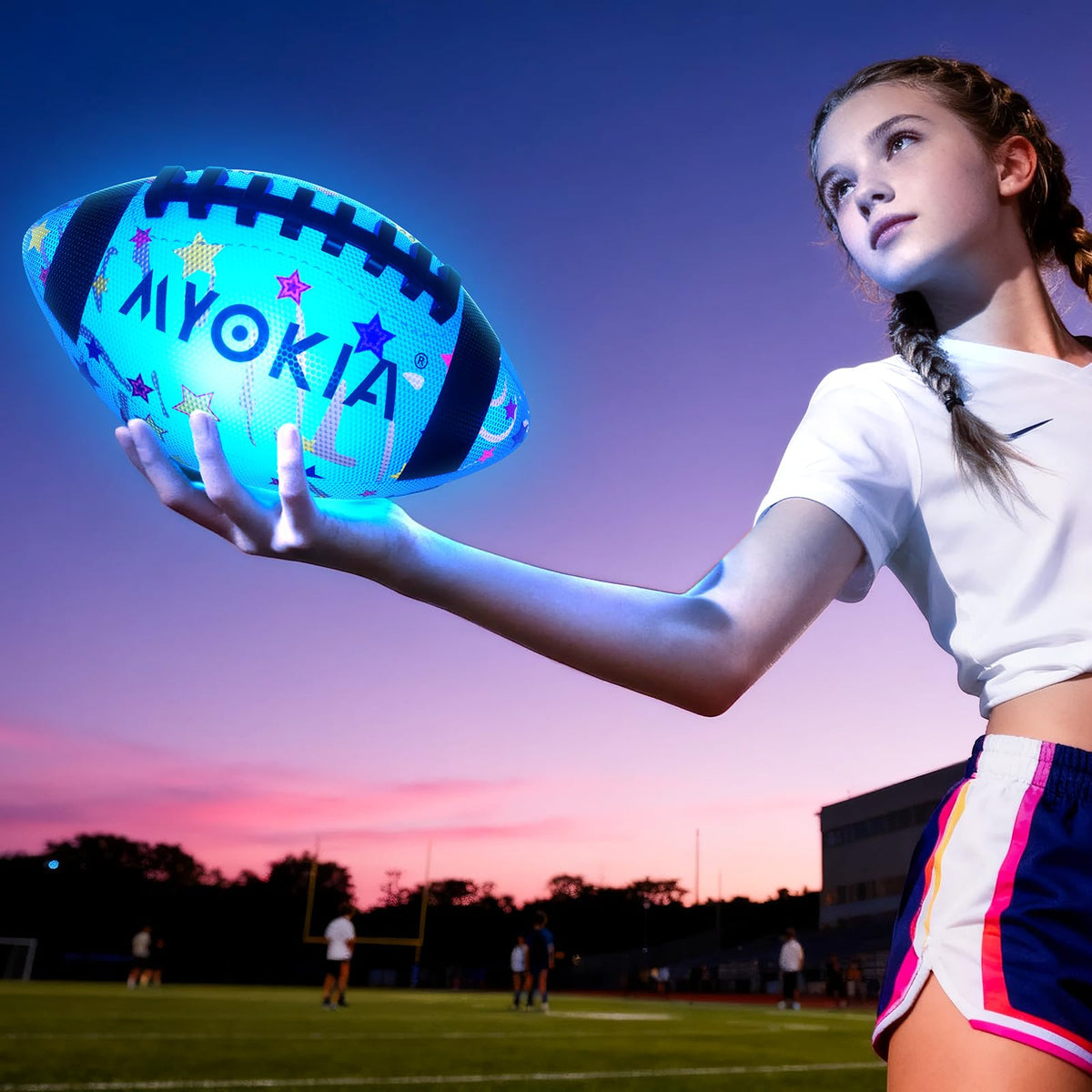 MYOKIA RGB glow football waterproof rubber surface resists weather