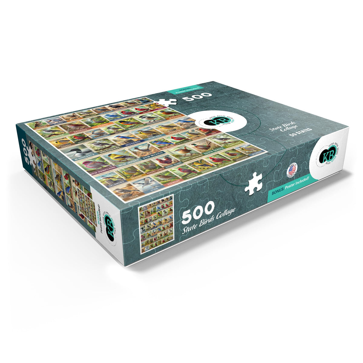 MyPuzzle State Birds collage 500-piece puzzle edge pieces are precision-cut for a clean fit.