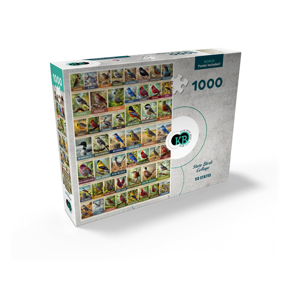 MyPuzzle State Birds Collage pieces, precision-cut for a satisfying fit.