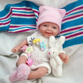 MYREBABY 7inch mini silicone baby doll Grace with lifelike touch for imaginative play