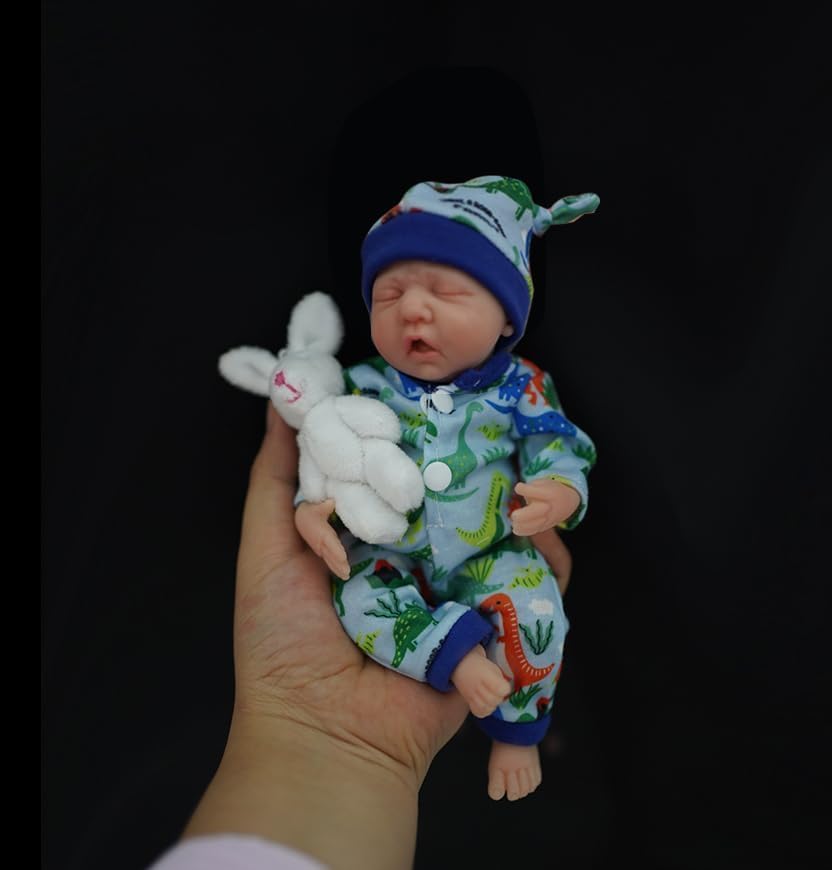 MYREBABY Eric 7-inch silicone doll face close-up with realistic skin texture.