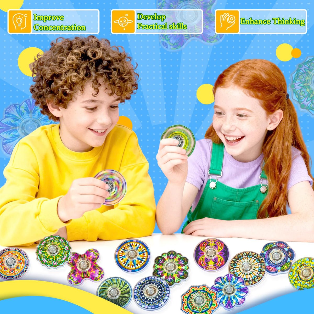 MYREQIA sensory fidget spinner aids hands-on sensory play and creative interaction.