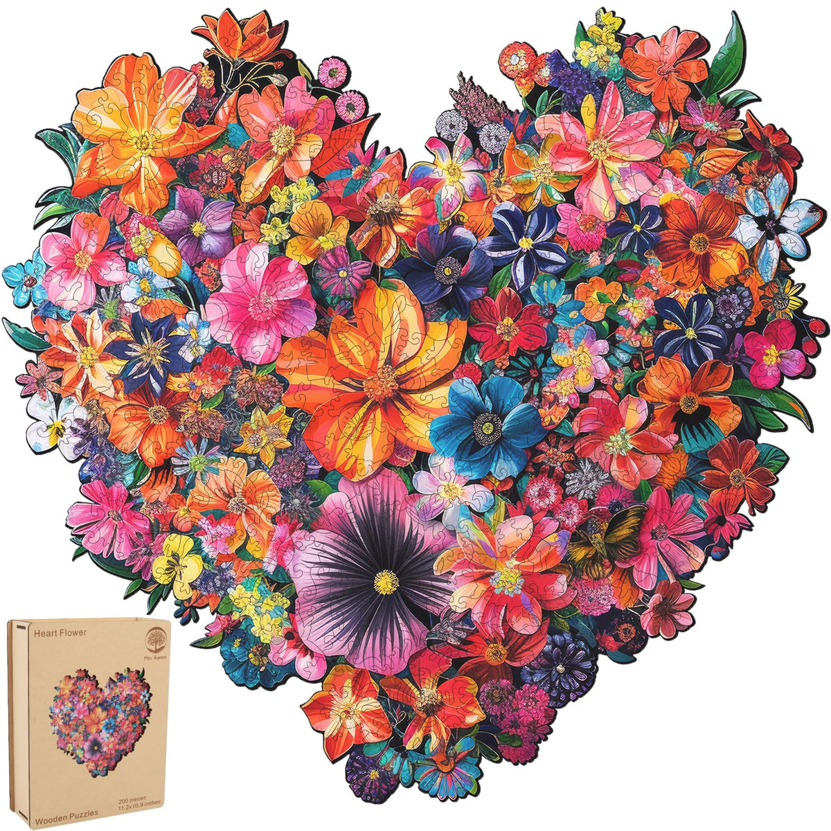 Mys Aurora heart flower puzzle box for display or gifting on Mother's Day