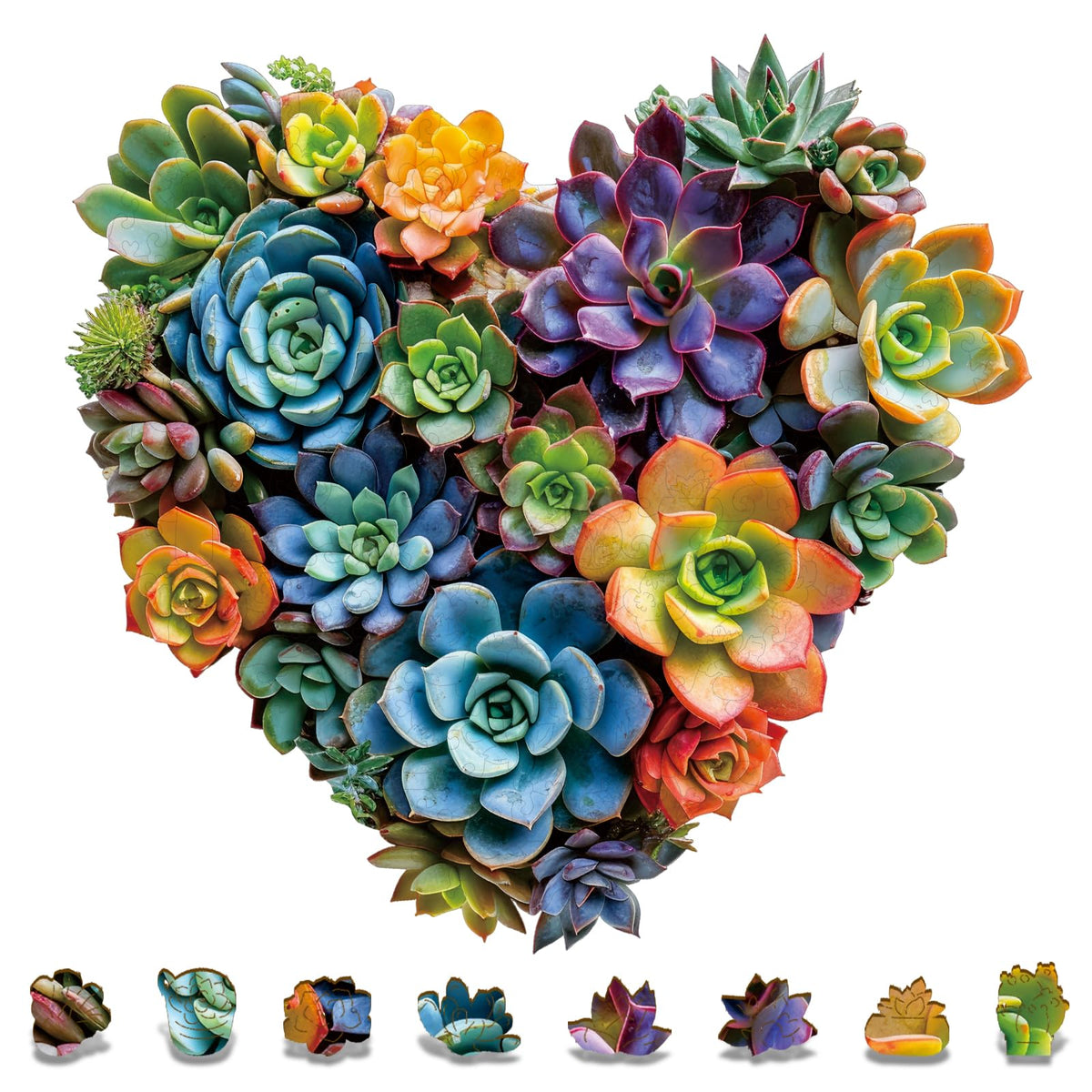 Mys Aurora Heart Puzzle with unique shape and succulent motif for mindful play