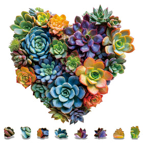 Mys Aurora Heart Puzzle with unique shape and succulent motif for mindful play
