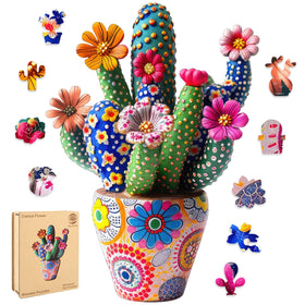 Mys Aurora puzzle box with cactus flower design for a satisfying family bonding activity.