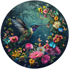 Mys Aurora round flower wooden puzzle displaying vibrant art for relaxing hours