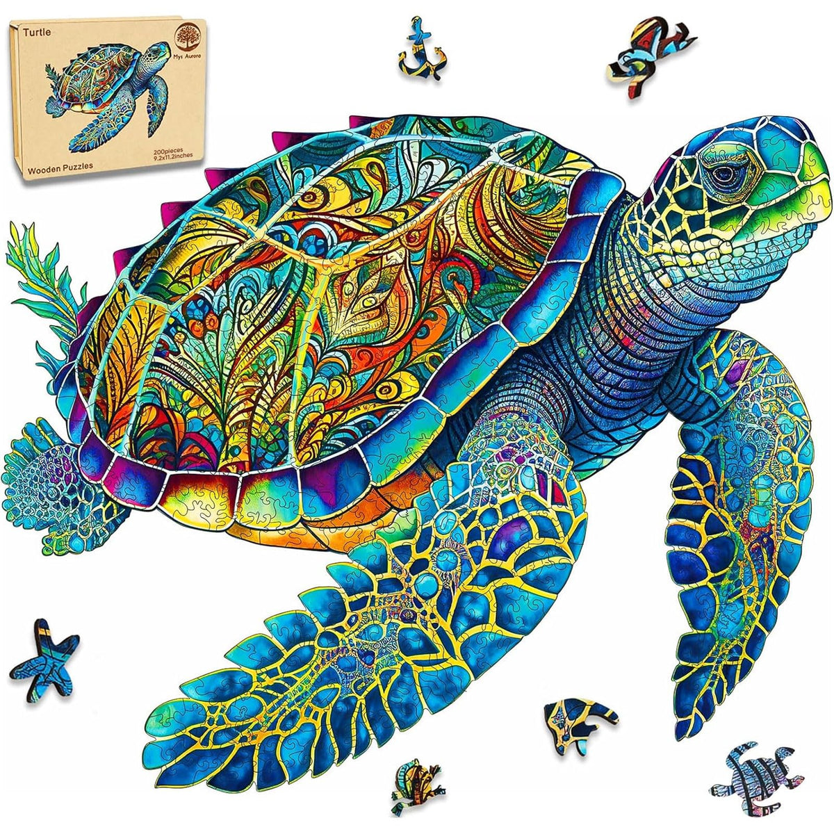Mys Aurora Sea Turtle Puzzle cover image showing a calm underwater scene for relaxed family play