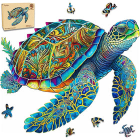 Mys Aurora Sea Turtle Puzzle cover image showing a calm underwater scene for relaxed family play