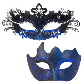 MYSEUNI blue masquerade mask for women with rhinestones, ideal for elegant events