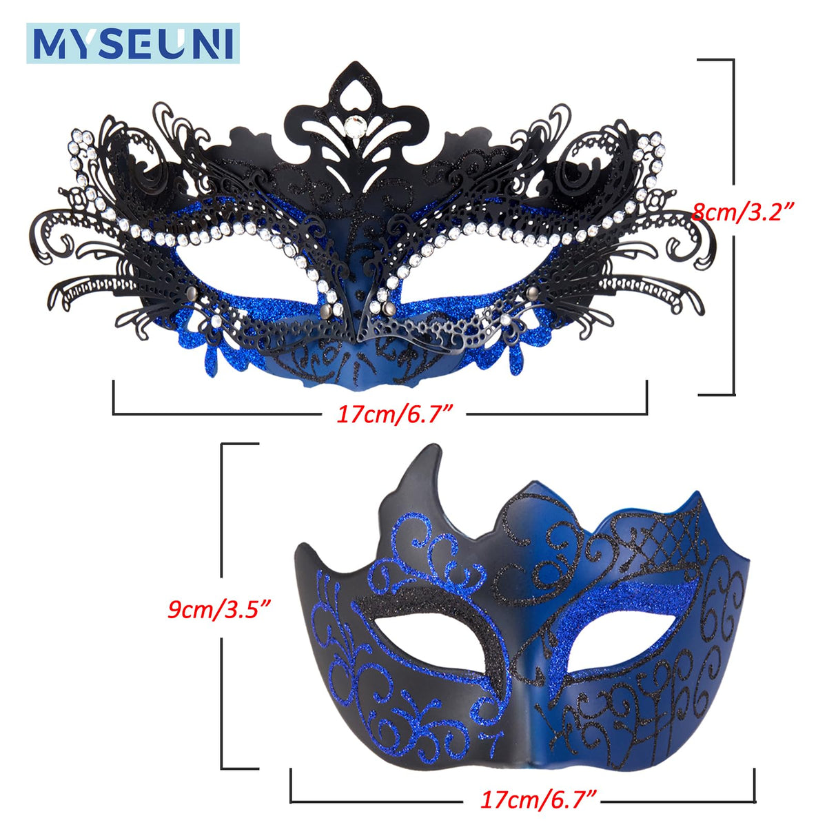 MYSEUNI blue-themed masquerade mask evokes calm for any outfit