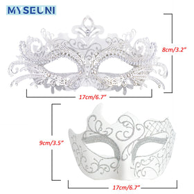 MYSEUNI couple masks worn together for weddings and masquerades