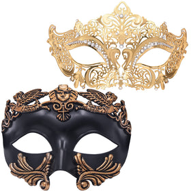 MYSEUNI masquerade mask with venetian metal rhinestones for a striking look