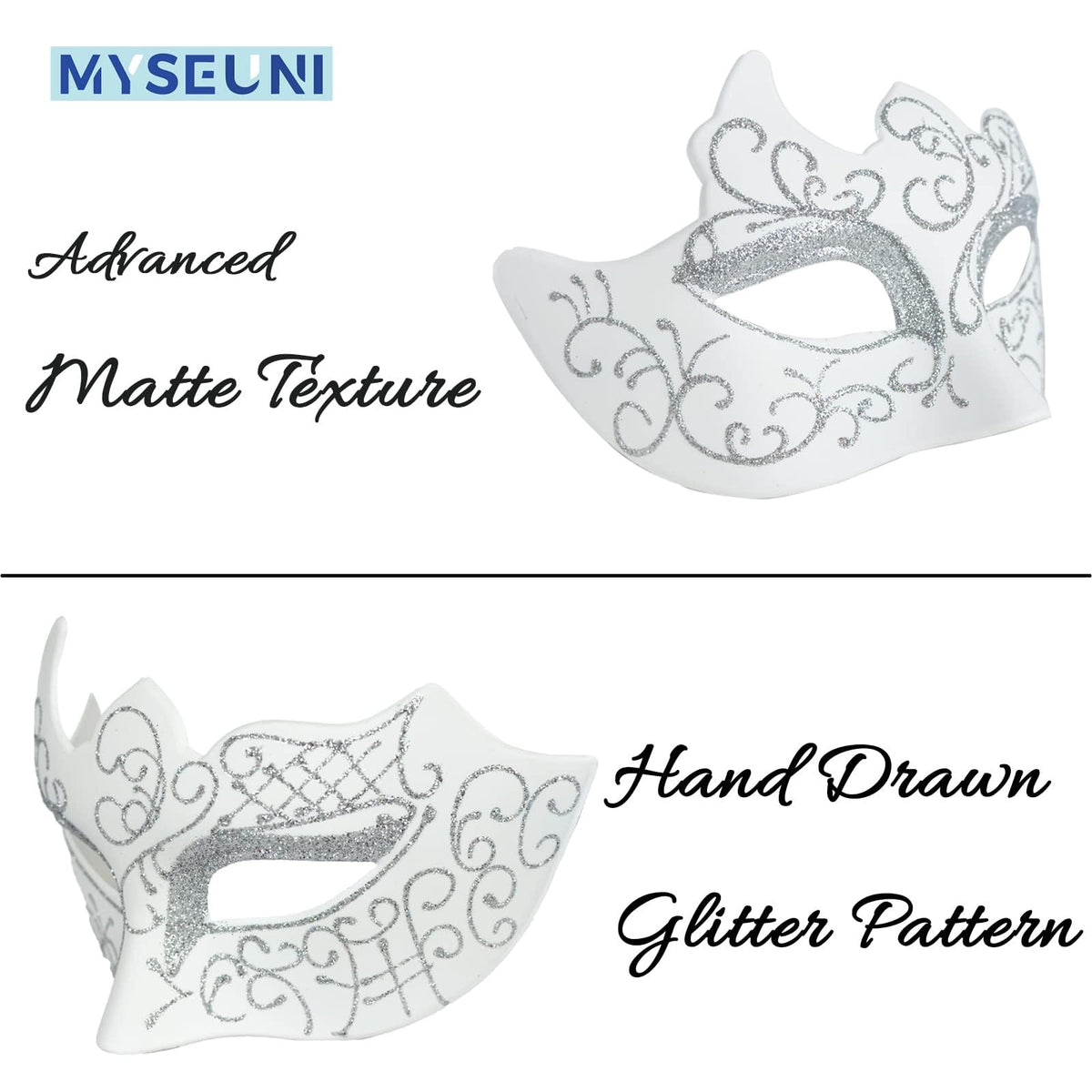 MYSEUNI men's venetian mask in classic design for all-night wear