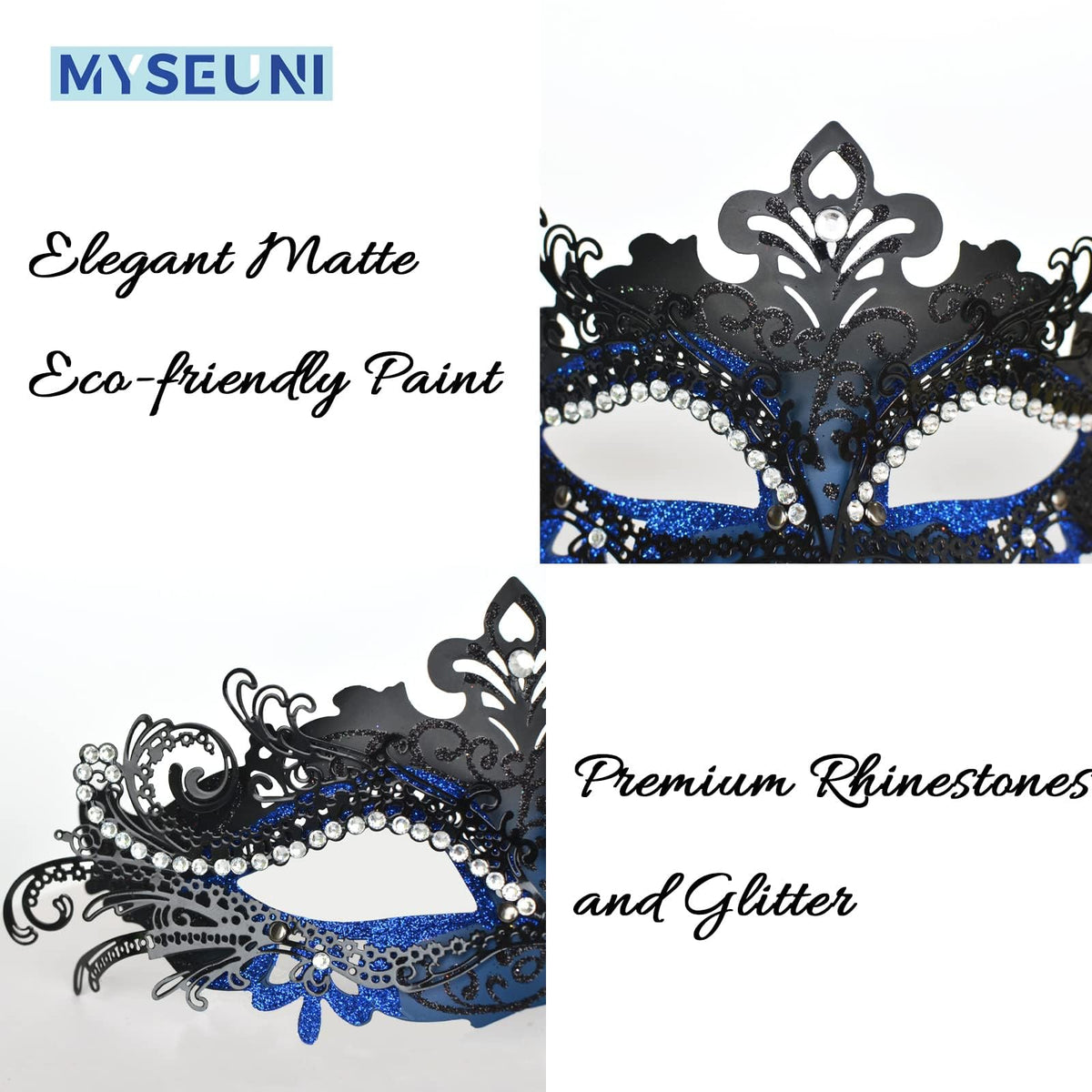 MYSEUNI men's venetian mask with glitter, adds a classic touch to parties