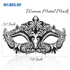MYSEUNI women's metal mask with rhinestones, eye-catching cosplay accessory.