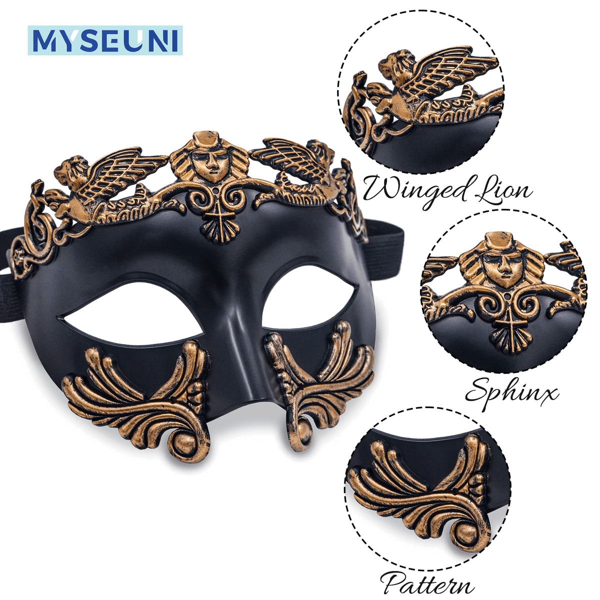 MYSEUNI women's venetian mask with rhinestone inlay