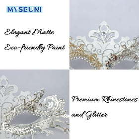 MYSEUNI women's venetian mask with rhinestones for timeless style
