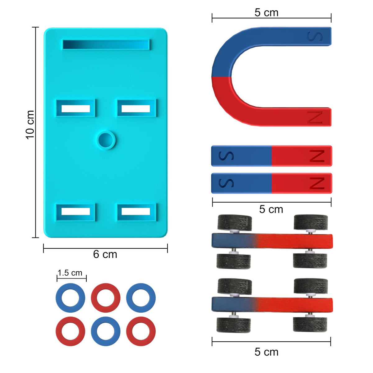 Mysterystone magnets kit components spread out for interactive experiments.