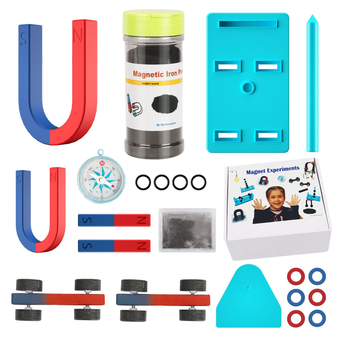 Mysterystone Science Magnets kit front view, engaging magnetic exploration for curious kids.