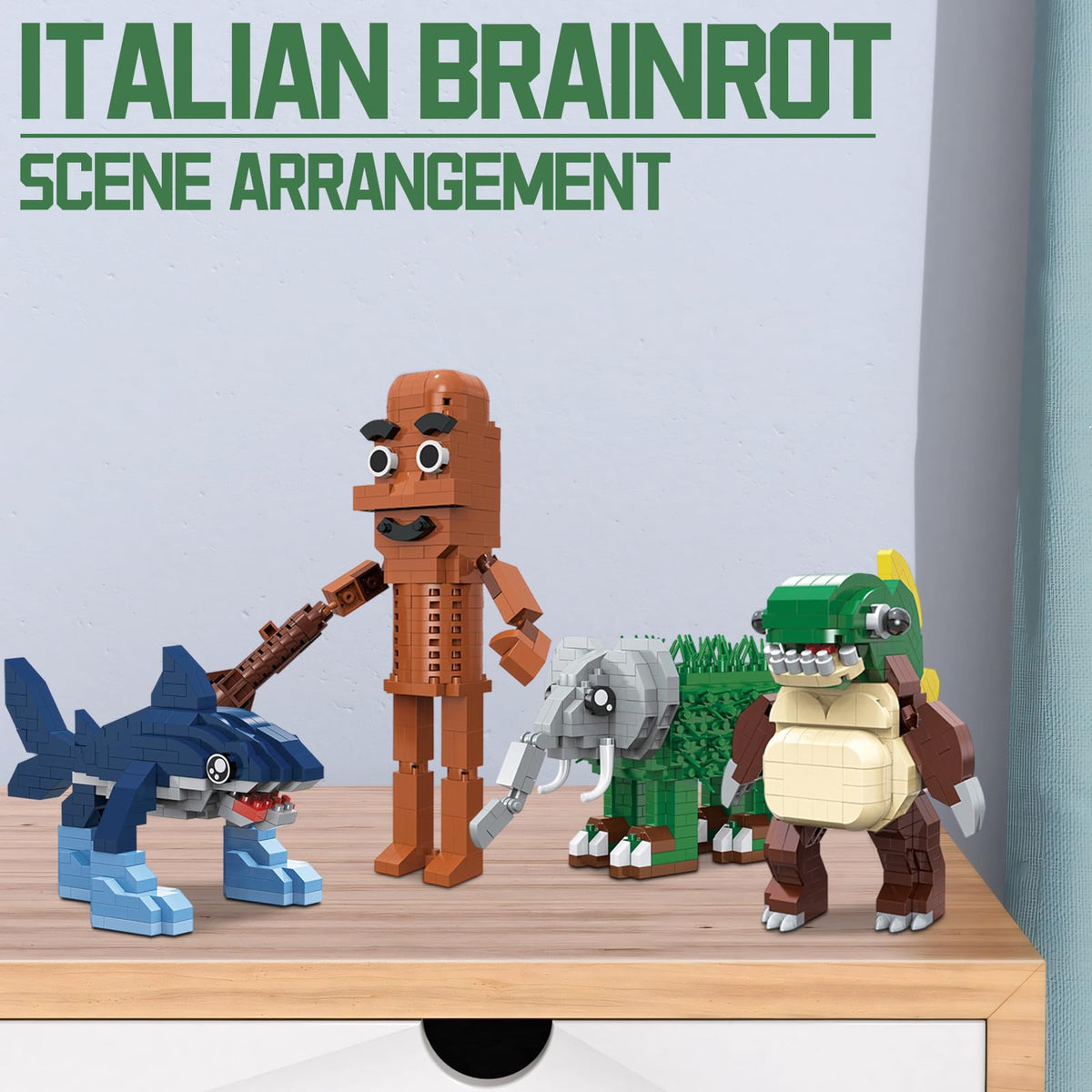 Myth Qholve Brainrot Banana Chimps for quirky tactile brick play and display