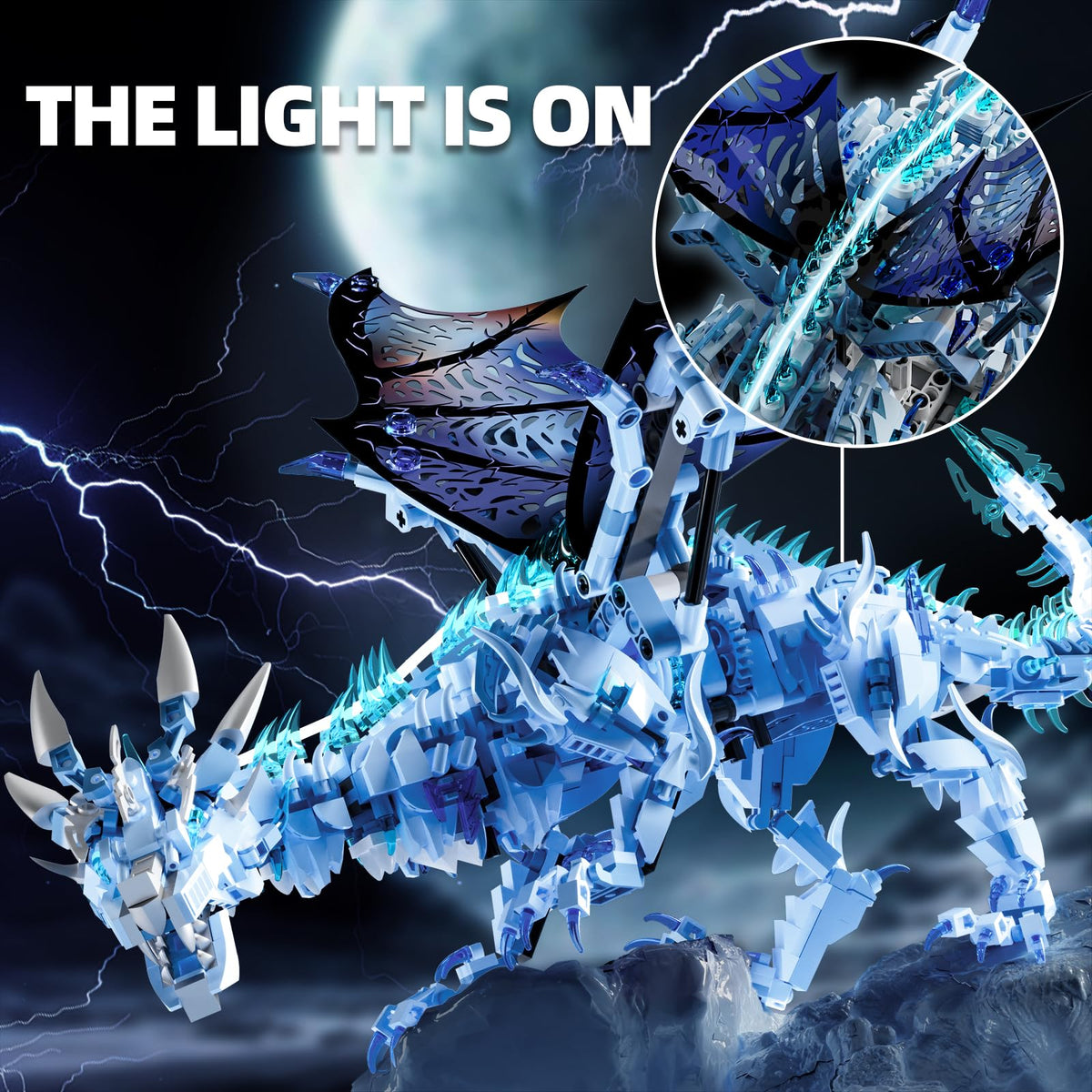 Myth Qholve Dark Ice Dragon wings-extended for dramatic poses.