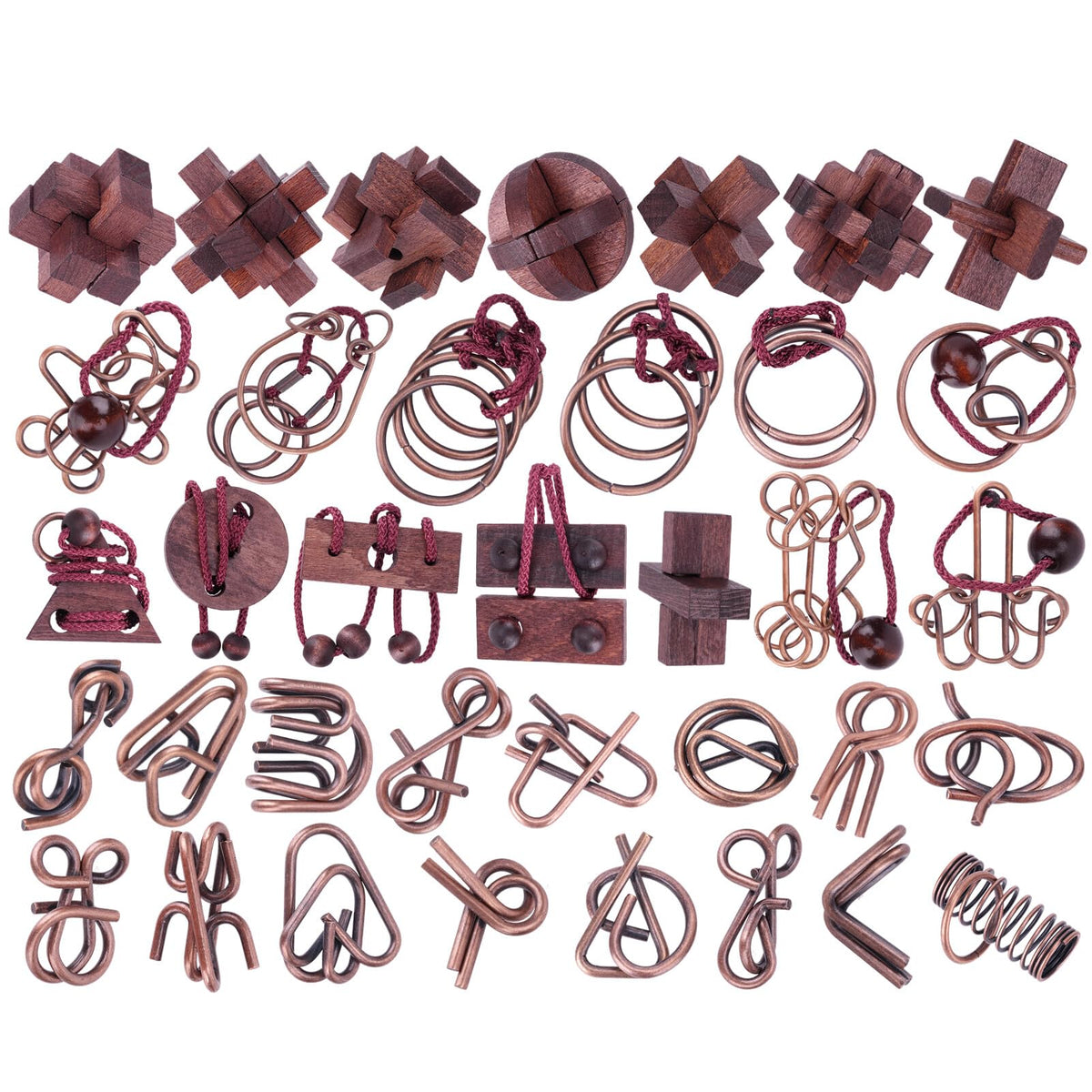 Mytothfy 36-piece brain teaser collection for adults and teens with varied difficulties for focus.