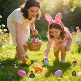 Mytothfy Easter eggs used in a lively hunt game for kids.