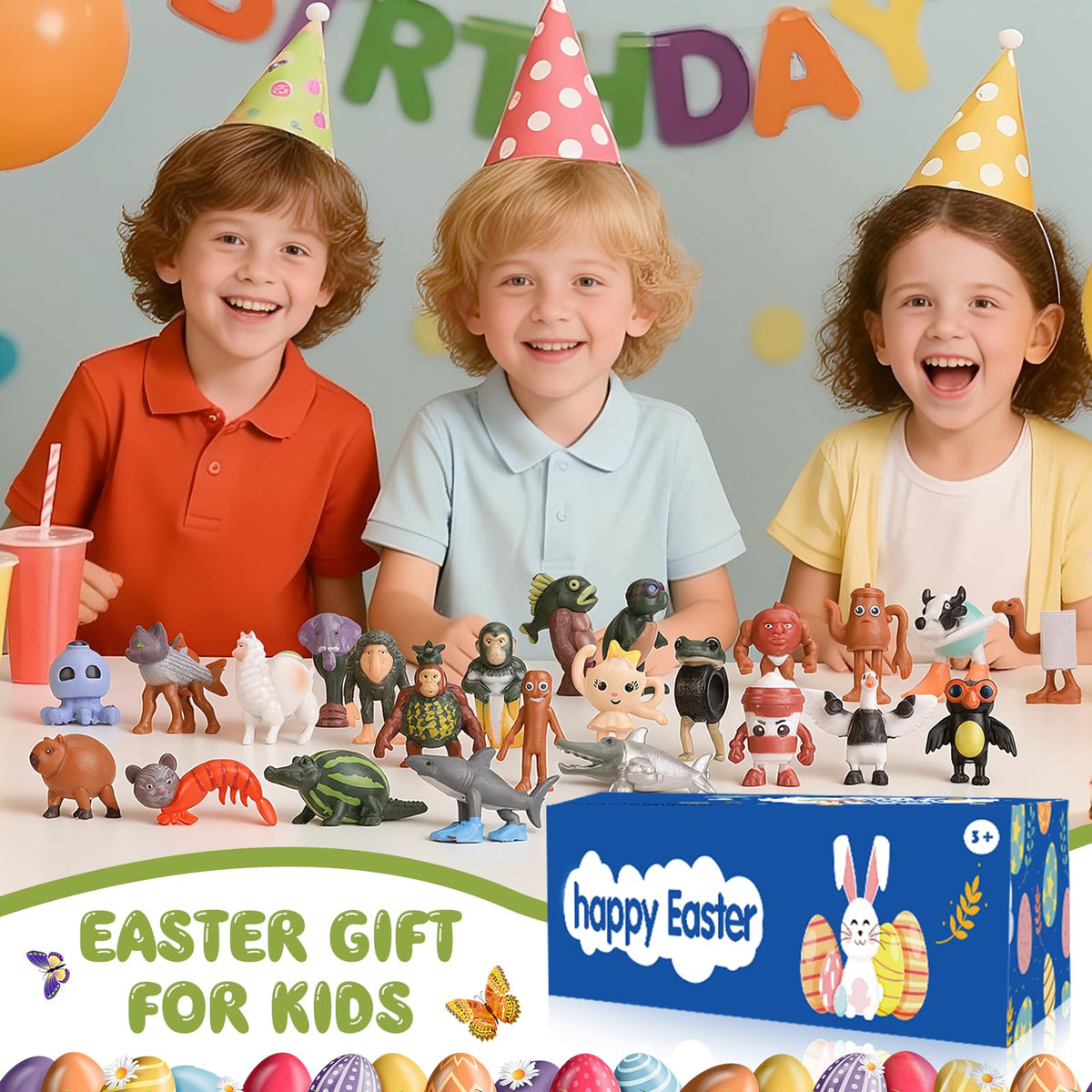 Bright Mytothfy Easter eggs serve as party favors and gifts.